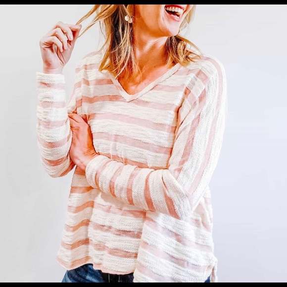 Pink Striped Sweater - Picture 1 of 2